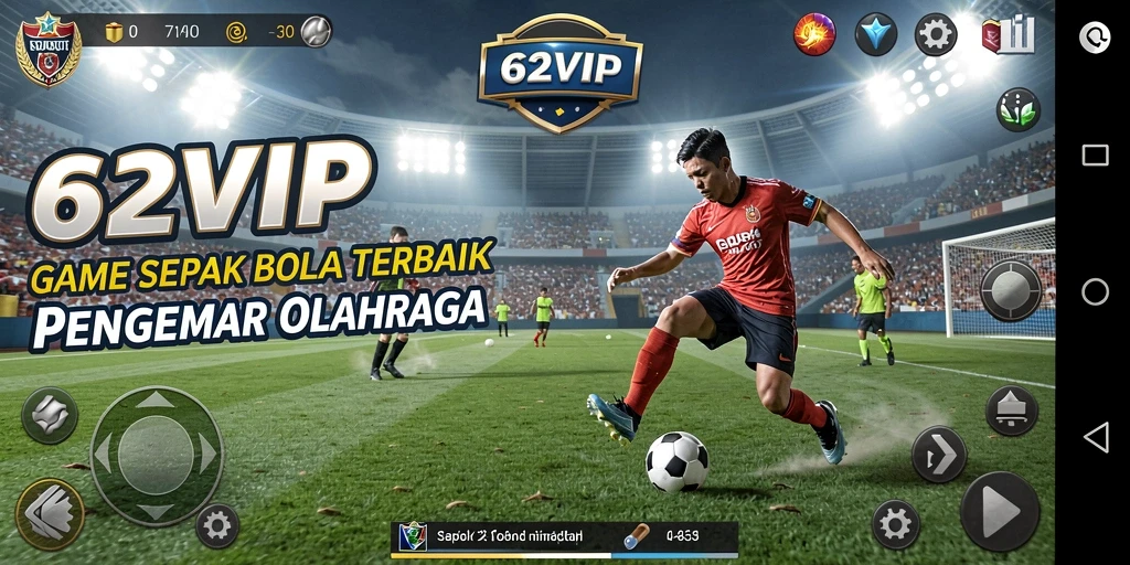 Screenshot gameplay <strong>62VIP</strong> menunjukkan aksi sepak bola yang mendebarkan.