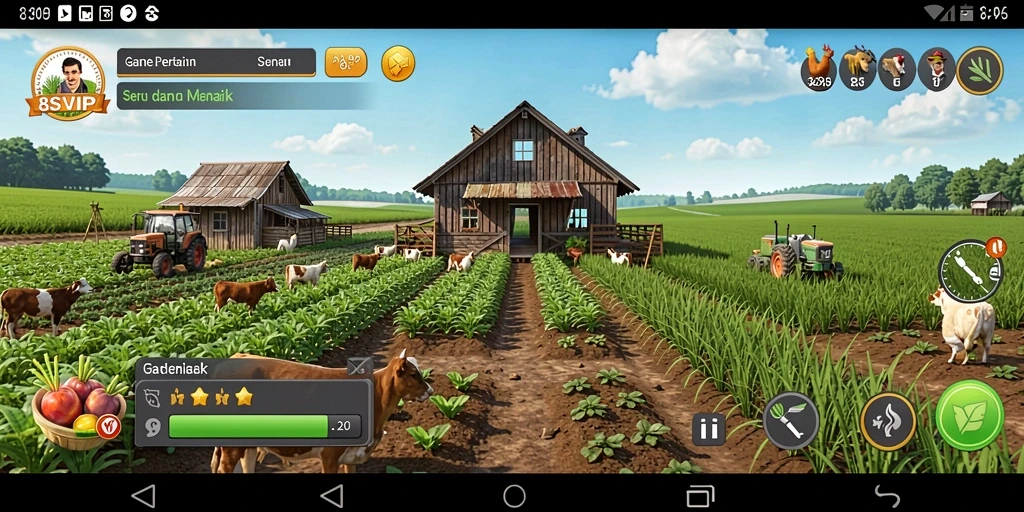 Gameplay seru dalam 8SVIP dengan berbagai aktivitas pertanian.