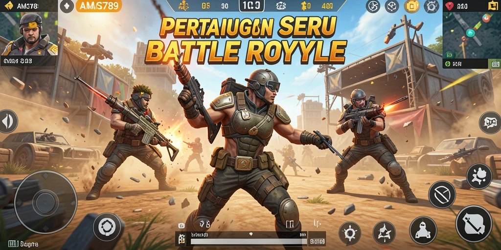 Tampilan gameplay intense dari pertarungan di AMS789 Battle Royale.