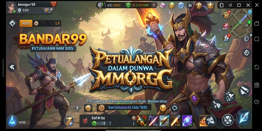 Tangkapan layar gameplay BANDAR99 menunjukkan pertarungan epik di dunia MMORPG.