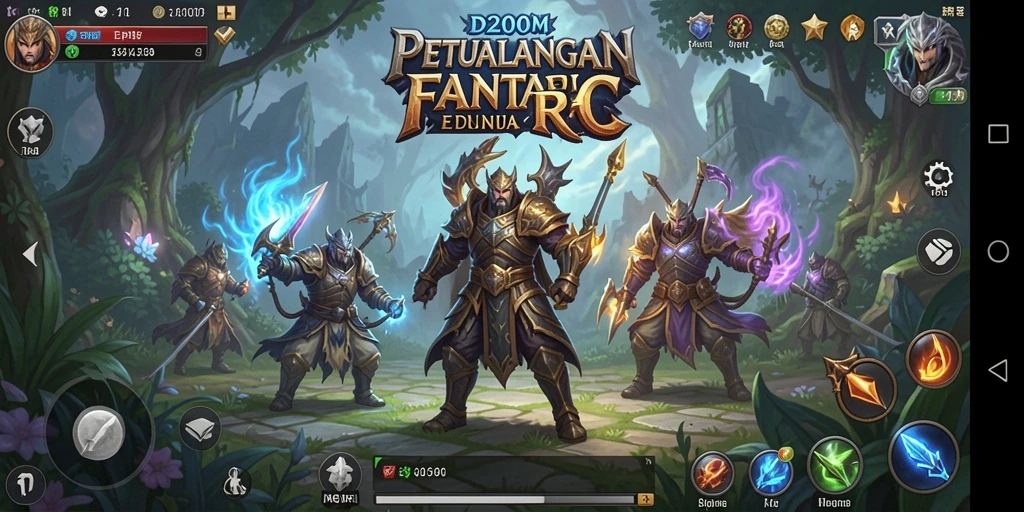 Screenshot gameplay D200M menampilkan aksi pertarungan seru dalam dunia RPG.