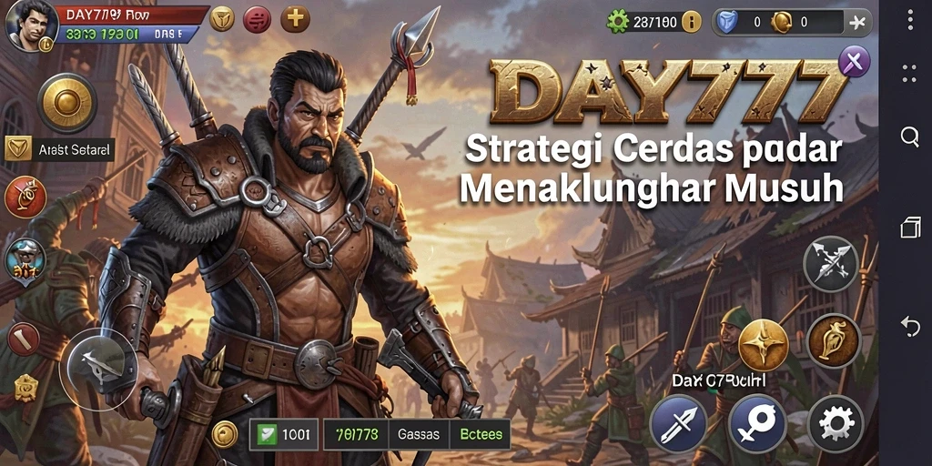 Tangkapan layar utama DAY777 yang menunjukkan gameplay strategi yang mendebarkan.