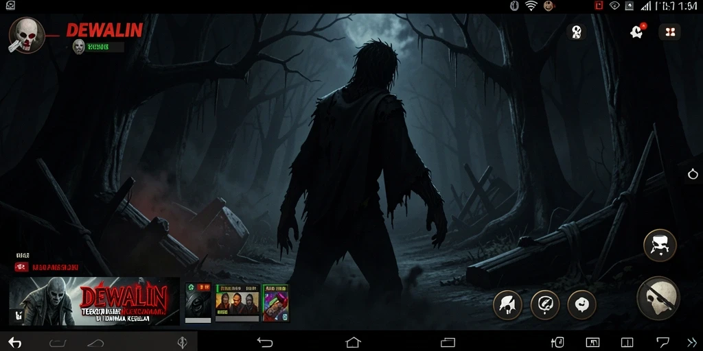 Gameplay DEWALIN yang penuh ketegangan dan kegelapan.