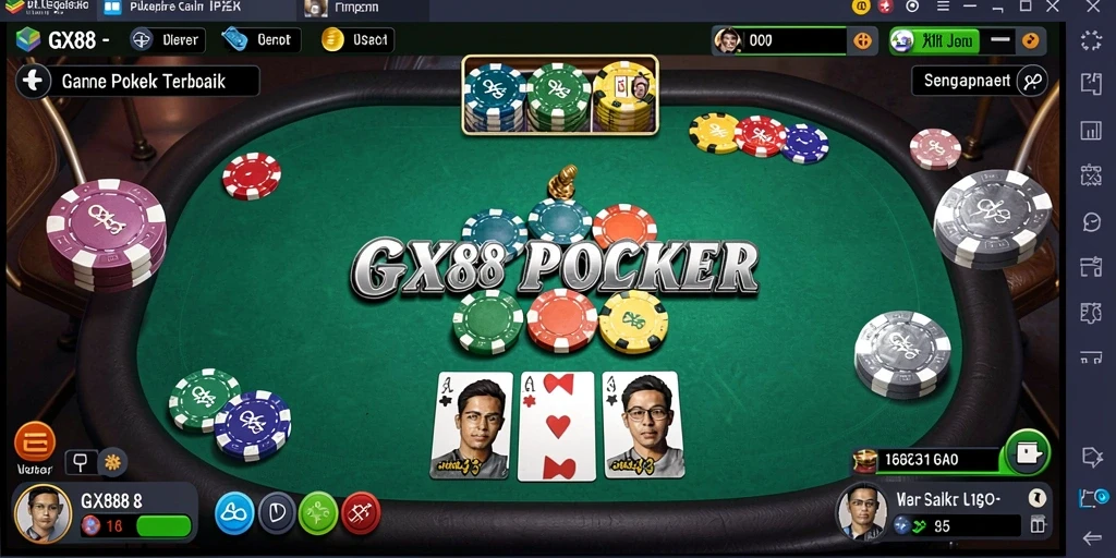 Screenshot gameplay GX88 menampilkan suasana Poker yang seru dan interaktif.