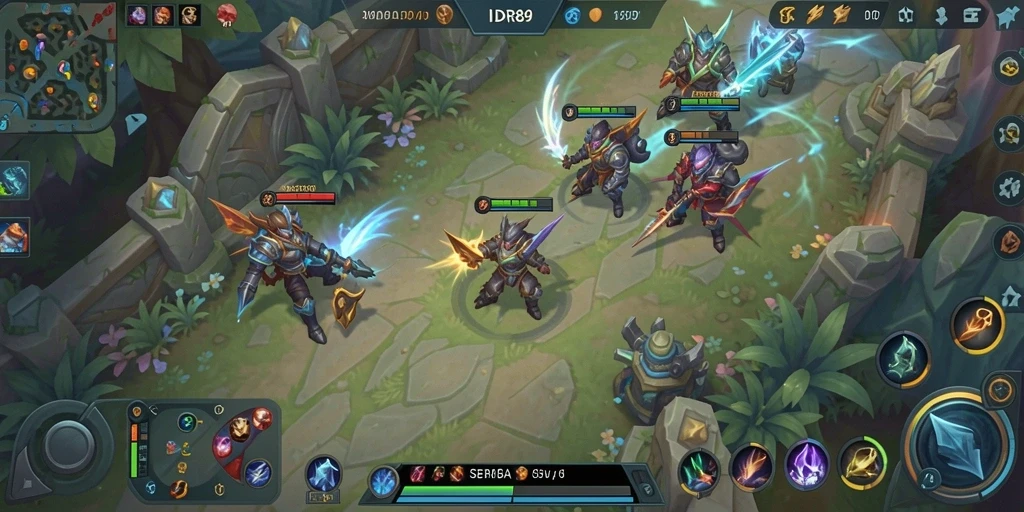 Tangkapan layar IDR89 yang menunjukkan aksi gameplay MOBA yang menarik.