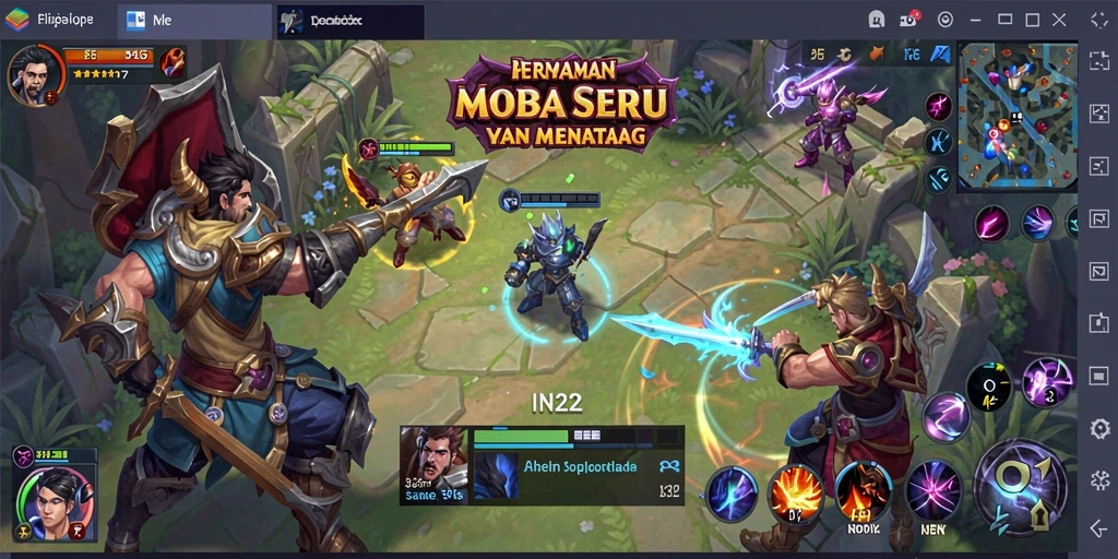 Tangkapan layar menampilkan pertarungan intens dalam game MOBA.