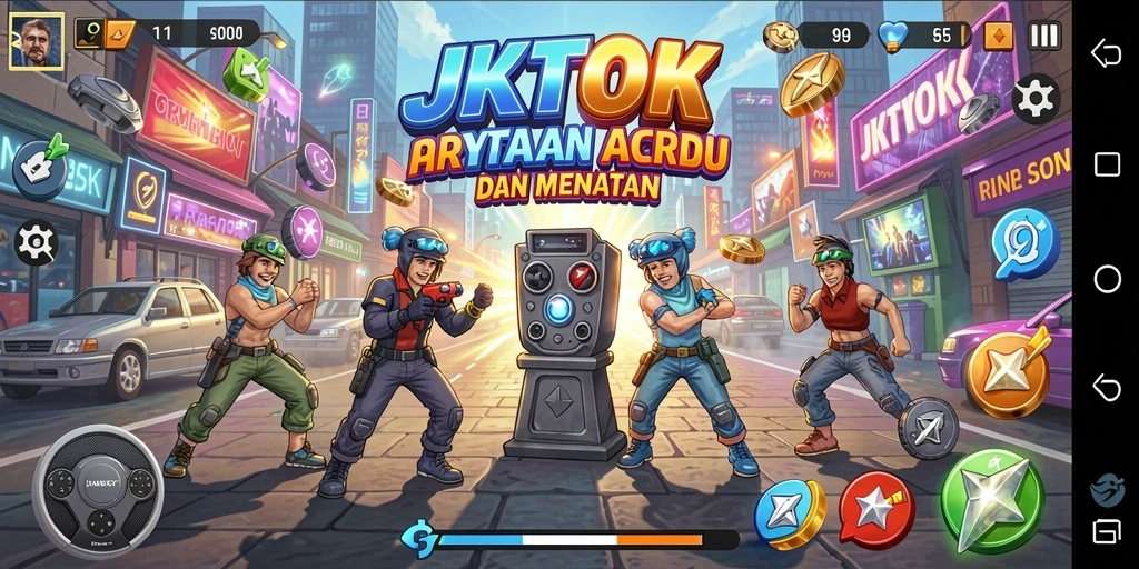 Tampilan gameplay JKTOK yang seru dengan karakter yang berwarna-warni.