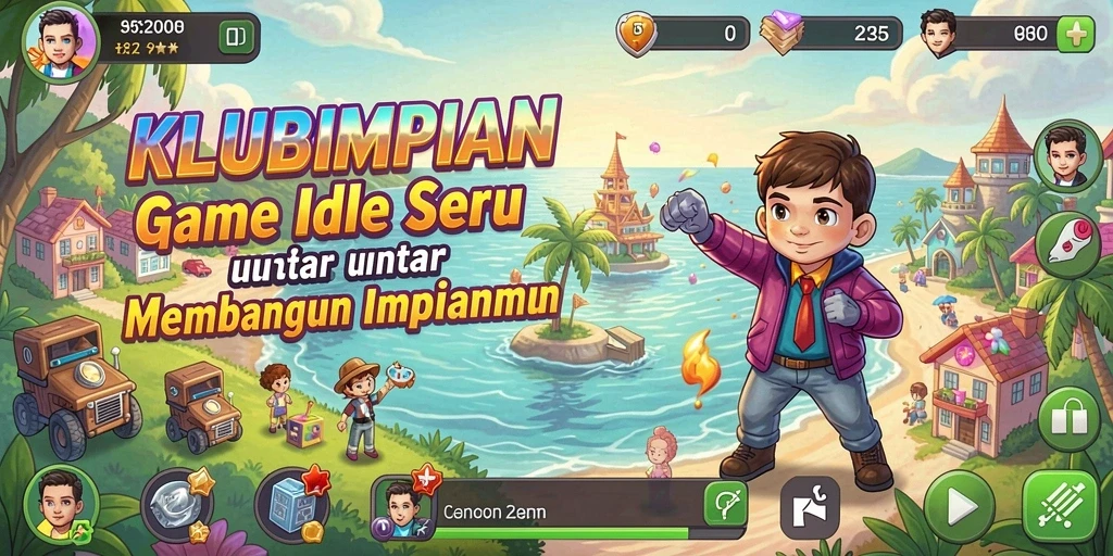 Tampilan gameplay KLUBIMPIAN yang penuh warna dan menarik.