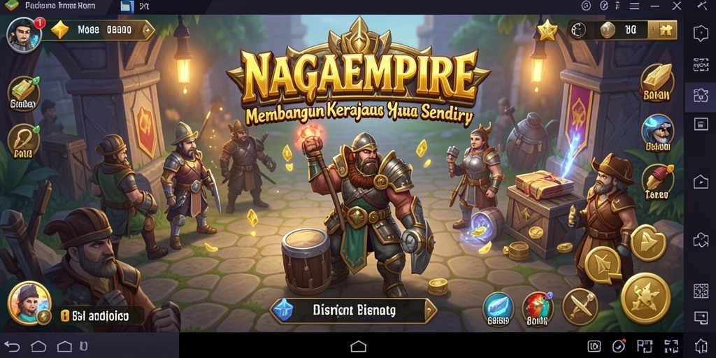 Screenshot gameplay NAGAEMPIRE menampilkan simulasi bisnis yang menarik.