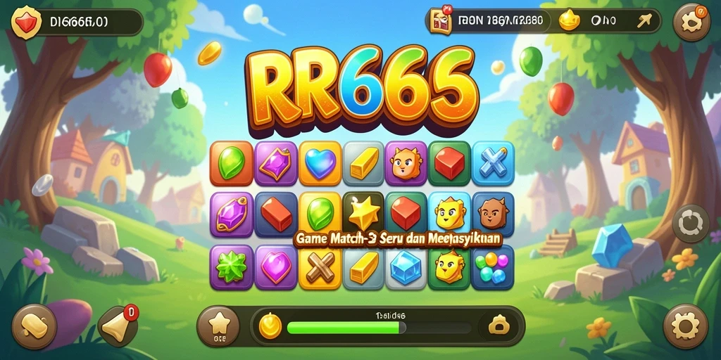 Tampilan gameplay RR666 dengan tantangan Match-3 yang seru.