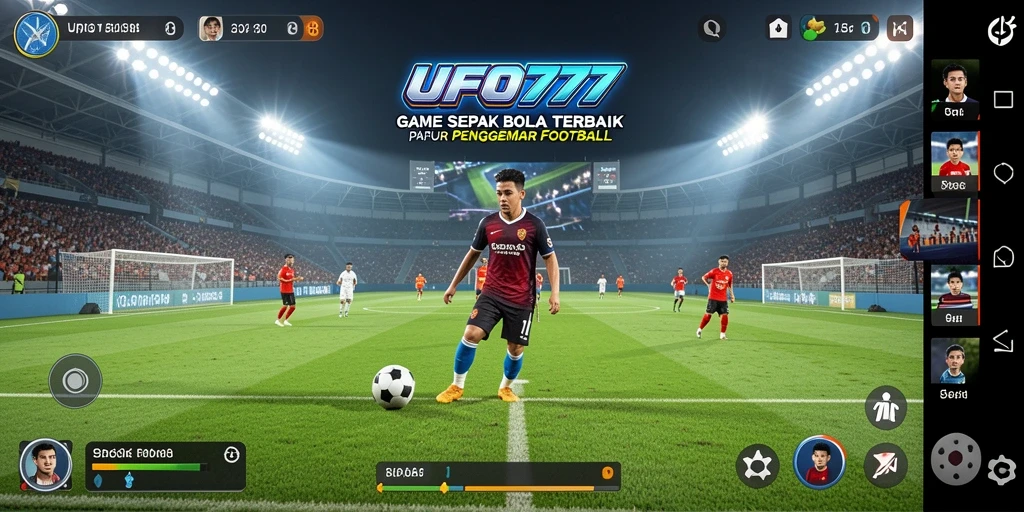 Screenshot gameplay UFO777 menampilkan aksi sepak bola yang mendebarkan.