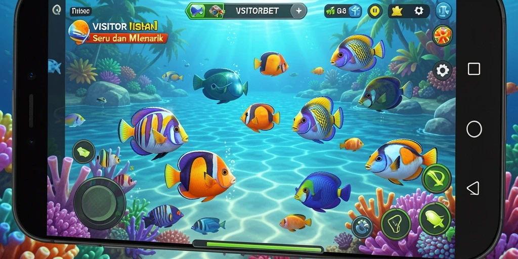 Tampilan gameplay VISITORBET dengan aksi menembak ikan yang seru.