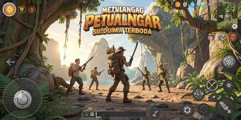 Screenshot W67 menampilkan petualangan seru di dunia terbuka.