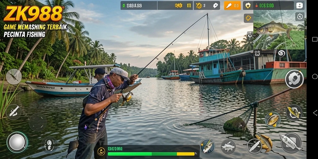 Tampilan gameplay memancing yang seru dan menegangkan di ZK988.